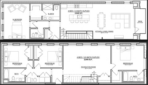 Floor plan for 4 beds, 3.5 baths